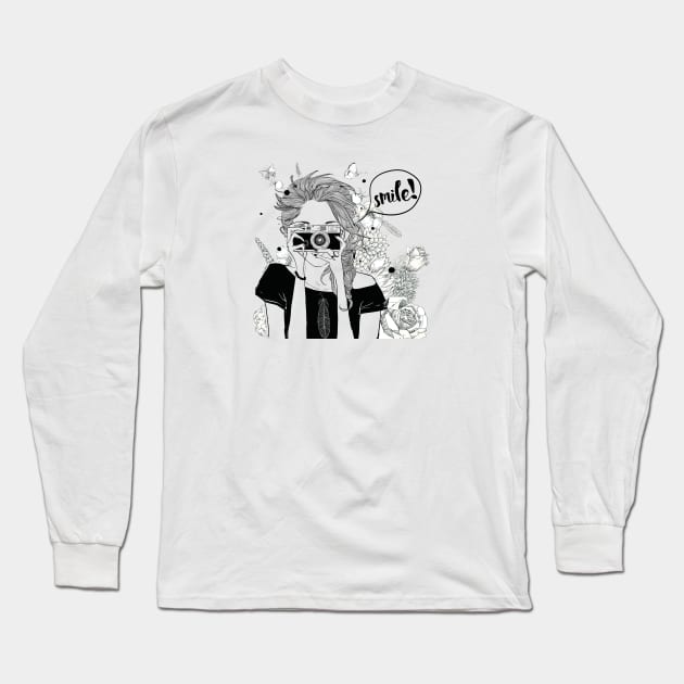 Camera Girl Long Sleeve T-Shirt by EveFarb